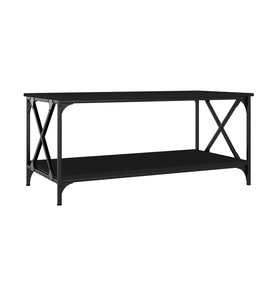 vidaXL Coffee Table Black 39.4"x19.7"x17.7" Engineered Wood and Iron