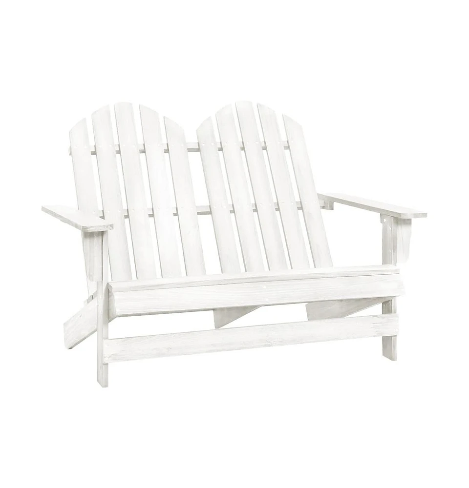 2-Seater Patio Adirondack Chair Solid Wood Fir White