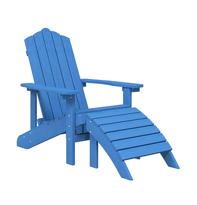vidaXL Patio Adirondack Chair with Footstool Hdpe Aqua Blue