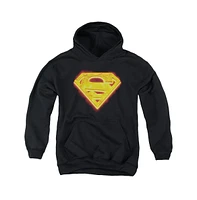 Superman Boys Youth Hot Steel Shield Pull Over Hoodie / Hooded Sweatshirt