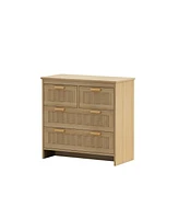 4 Drawers Rattan Cabinet, For Bedroom, Living Room, Dining Room, Hallways, Easy Assembly