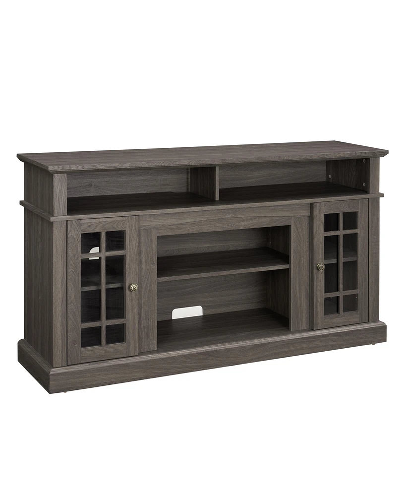 Simplie Fun Modern Tv Stand with Open/Closed Storage, Dark Walnut, 58"W