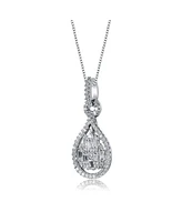 Rachel Glauber White Gold Plated with Cubic Zirconia Door Knocker Love Knot Pendant Necklace