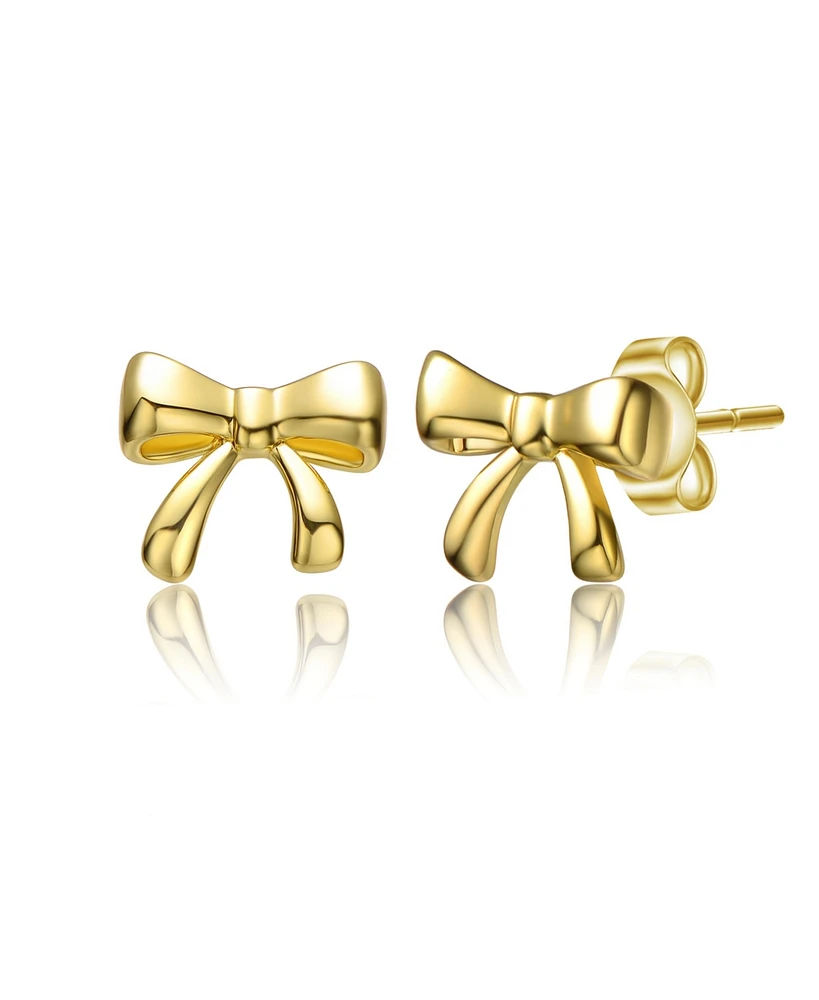 GiGiGirl 14k Gold Plated Wrapped in Ribbons Tiny Stud Earrings for Baby/Toddler