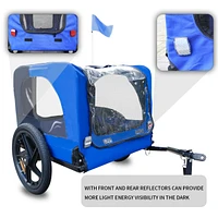 Blue High Quality 16 Inch Air Wheel Pet Bike Trailer For Dogs Foldable Bicycle Pet Trailer