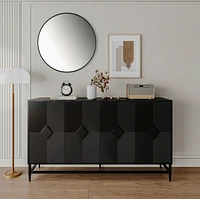 Streamdale Furniture Black Lacquered Wooden Sideboard Buffet Cabinet