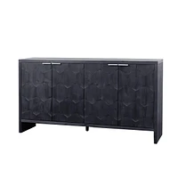 Streamdale Furniture Farmhouse Style 4-Door Storage Cabinet in Distressed Black