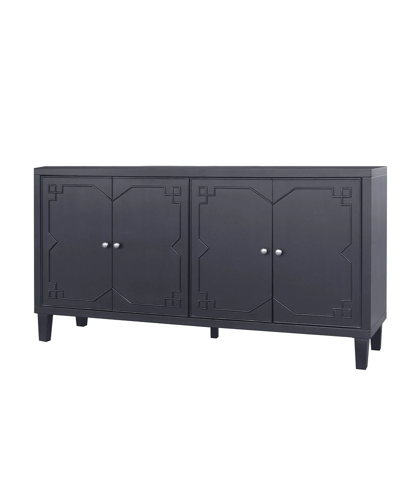 Streamdale Furniture 4-Door Matte Black Accent Cabinet for Multiple Rooms