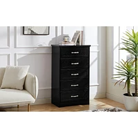 Streamdale Furniture 5 Tier Bedroom Dresser - Black, 25.2 L X 15.8 W X 43.5 H