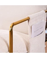 Gold-plated Upholstered Armchair with Arm Pockets