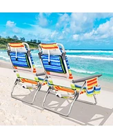 Gymax 4PCS Folding Backpack Beach Chair Reclining Camping Chair w/ Storage Bag Pattern