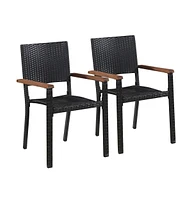 vidaXL Patio Chairs 2 pcs Poly Rattan Black