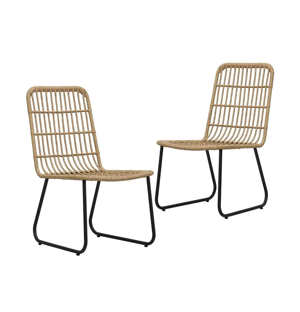 vidaXL Patio Chairs 2 pcs Poly Rattan Oak