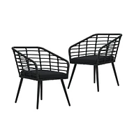 vidaXL Patio Chairs with Cushions 2 pcs Poly Rattan Black