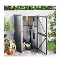 vidaXL Garden Tool Shed 34.6"x35"x63.4" Galvanized Steel