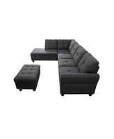 Simplie Fun Alger 98" Wide Left Hand Facing Sofa Chaise With Ottoman