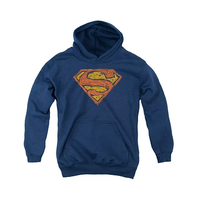 Superman Boys Youth Messy S Pull Over Hoodie / Hooded Sweatshirt