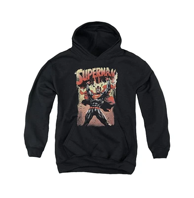 Superman Boys Youth Lift Up Pull Over Hoodie / Hooded Sweatshirt