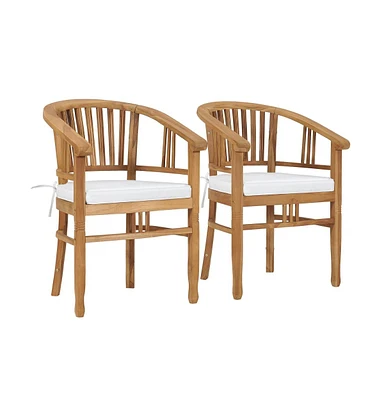 vidaXL Patio Chairs with Cushions 2 pcs Solid Teak Wood