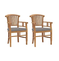 vidaXL Patio Chairs 2 pcs with Dark Gray Cushions Solid Teak Wood