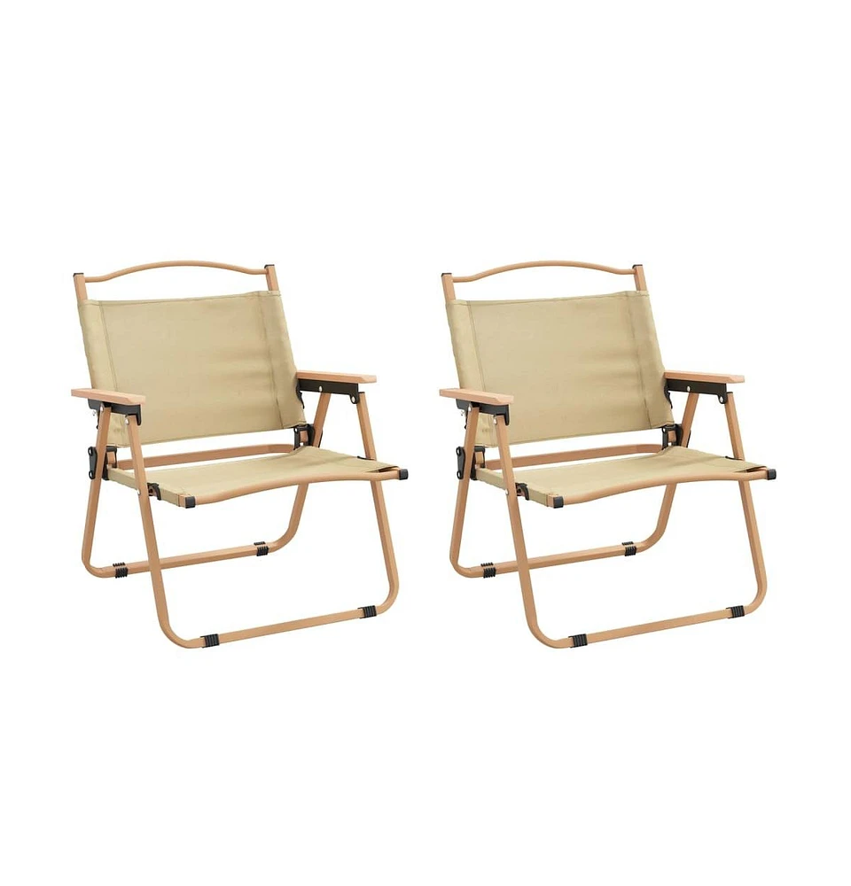 vidaXL Camping Chairs 2 pcs Beige 21.3"x16.9"x23.2" Oxford Fabric