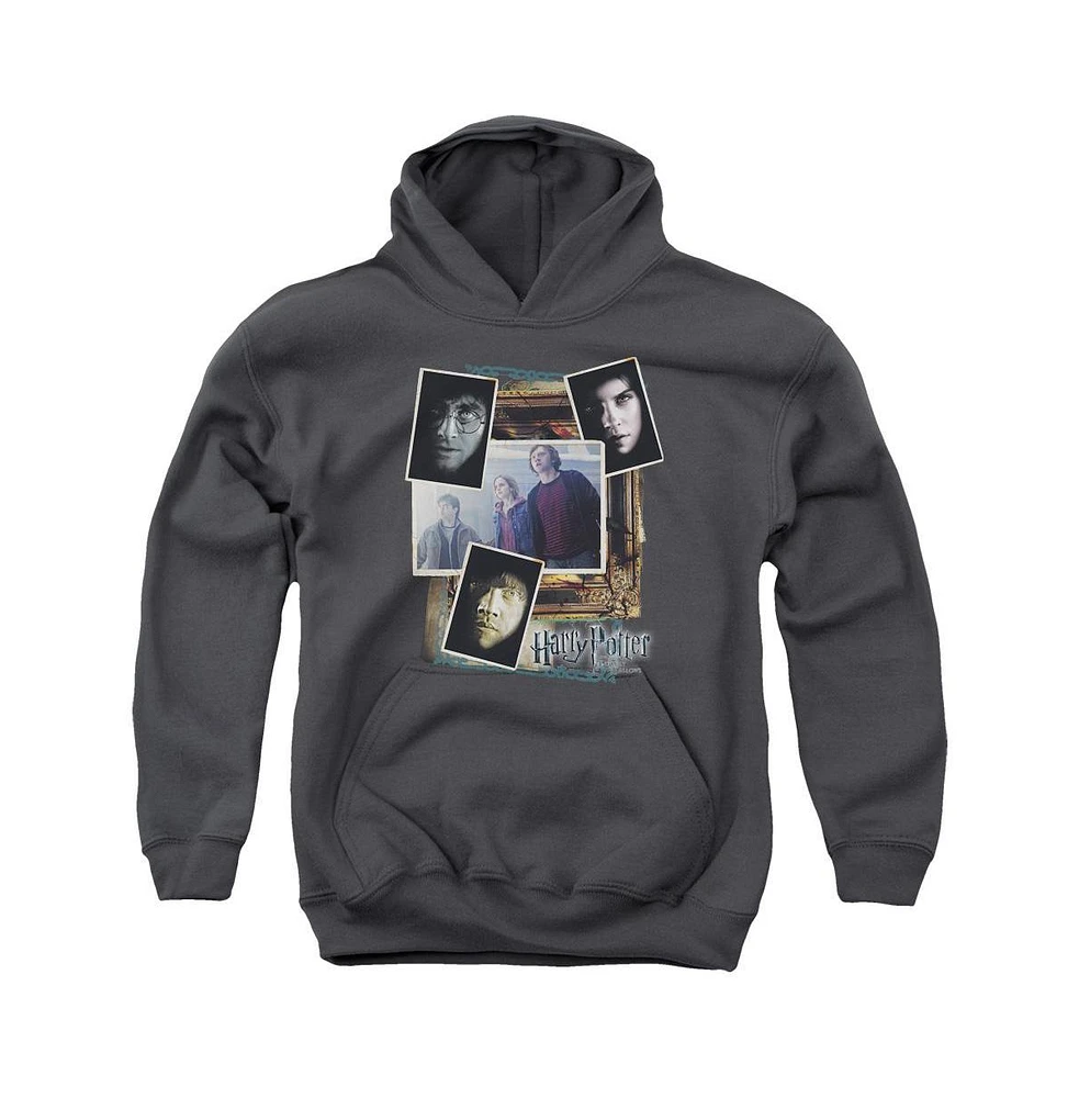 Harry Potter Boys Youth Trio Collage Pull Over Hoodie / Hooded Sweatshirt