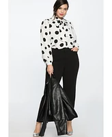 Eloquii Plus Printed Tie Neck Blouse