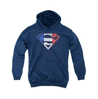Superman Boys Youth French Shield Pull Over Hoodie / Hooded Sweatshirt