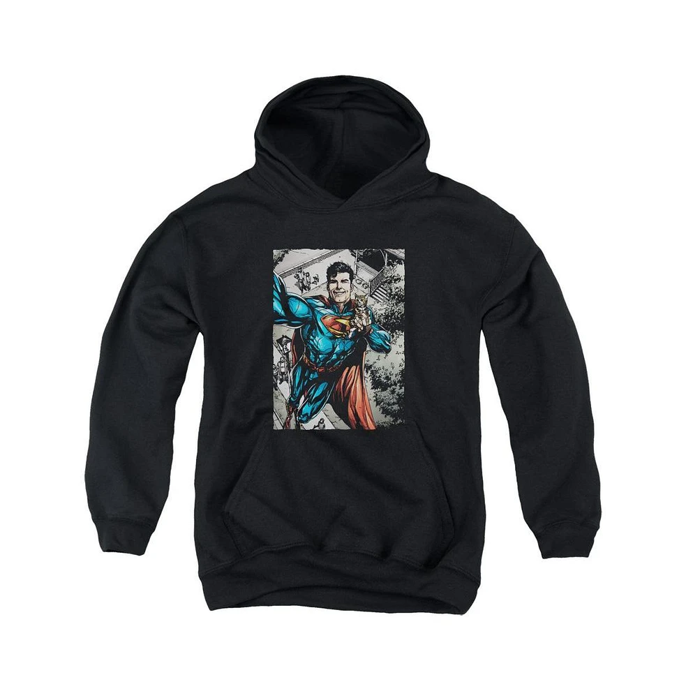 Superman Boys Youth Super Selfie Pull Over Hoodie / Hooded Sweatshirt