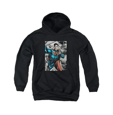 Superman Boys Youth Super Selfie Pull Over Hoodie / Hooded Sweatshirt