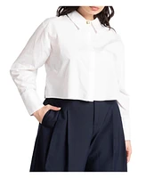 Eloquii Plus Size Cropped Collared Shirt