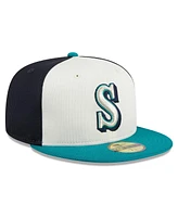 New Era Men's Cream Seattle Mariners 2024 Batting Practice 59FIFTY Fitted Hat