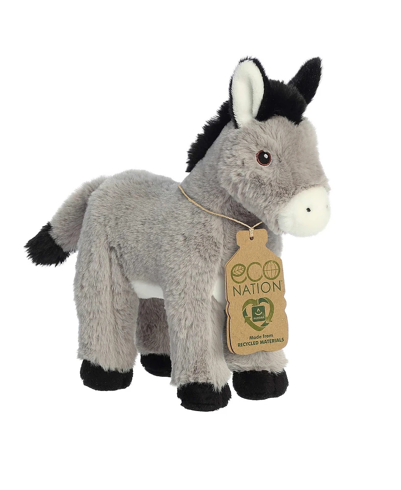 Aurora Small Donkey Eco Nation Eco-Friendly Plush Toy Gray 8.5"