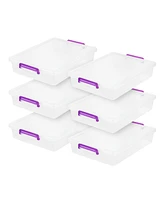 Iris Usa 6 Quart Large Clear Plastic Storage Bins with Lids and Secure Latches, 6 Pack, Organizing Container for Home, Work, Classroom, Paper and Craf