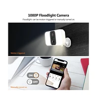 Z-edge Wireless Floodlight 1080P Security Camera with Solar Panel and 16GB Tf Card