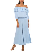 Sam & Jess Women's Challis Smocked-Waist Wide-Leg Pants