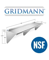 Gridmann 14" x 60" Nsf Stainless Steel Kitchen Wall Mount Shelf w/ Backsplash