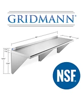 Gridmann 18" x 60" Nsf Stainless Steel Kitchen Wall Mount Shelf w/ Backsplash