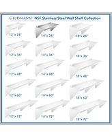 Gridmann 14" x 24" Nsf Stainless Steel Kitchen Wall Mount Shelf w/ Backsplash