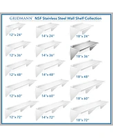 Gridmann 18" x 36" Nsf Stainless Steel Kitchen Wall Mount Shelf w/ Backsplash