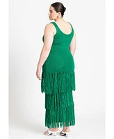 Eloquii Women's Fringe Sweater Dress