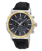 Porsamo Bleu Nyc Chrono Genuine Leather Two Tone & Black Men's Watch 1281DNYL