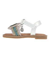 Vince Camuto Toddler Girl's Sandal with Multi Tubular Rhinestone Vamp, Vc Charm and Rs Welt Polyurethane Sandals