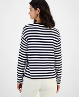 Nautica Jeans Women's Pieced Striped Long-Sleeve Top