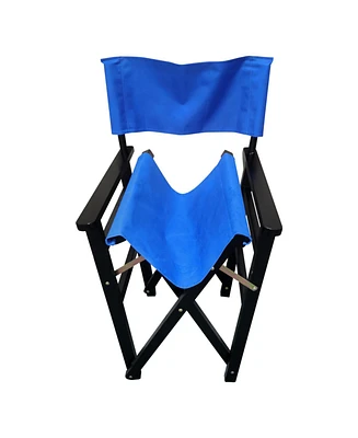 Simplie Fun Folding Chair Wooden Director Chair Canvas Folding Chair 2pcs/set populus + Canvas (Color : Blue)