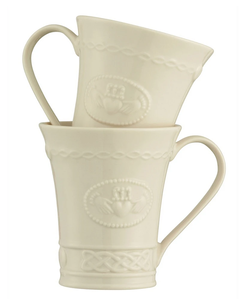 Belleek Pottery Claddagh Mugs, Set of 2