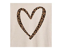 Hybrid Apparel Trendy Juniors Leopard Heart Graphic Oversized Tee