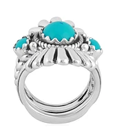 American West Jewelry Genuine Sleeping Beauty Turquoise Sterling Silver Crown Ring, Sizes 5-10