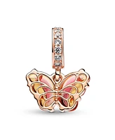 Pandora Rose 14K Gold-Plated Pink Yellow Murano Glass Butterfly Dangle Charm