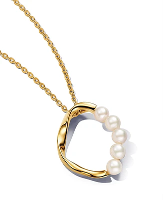 Pandora 14K Gold-Plated Shaped Circle Treated Freshwater Cultured Pearls Pendant 23.6 inch Necklace
